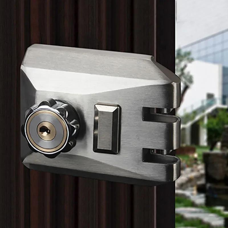 Security Lock 6 Keys Door Lock Strong Deadbolt Home Security Universal Stainless Steel Exterior Anti-theft Wooden/Ir